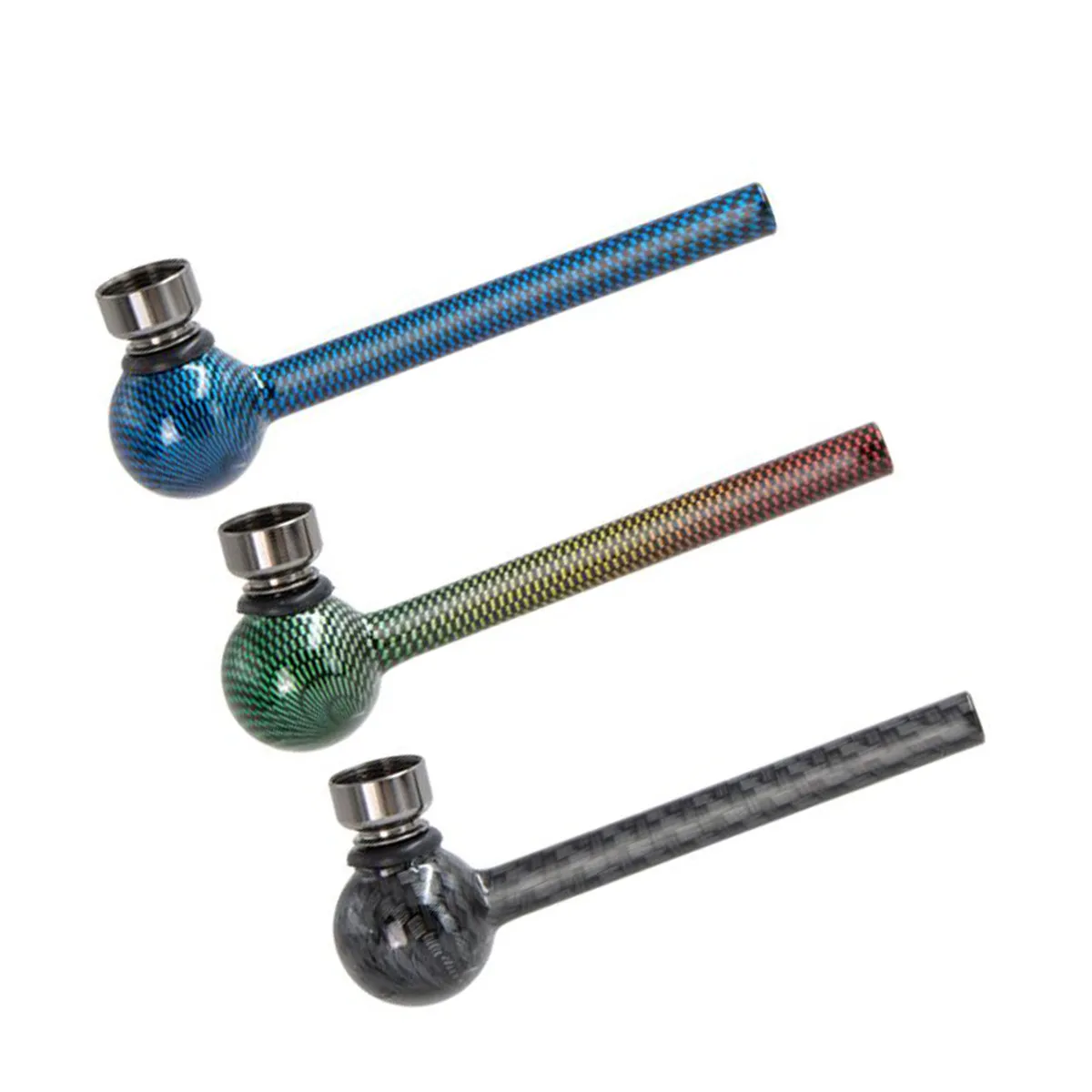 Glass Pipe with Metal Bowl "Carbon"