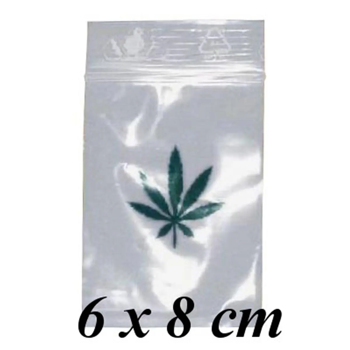Zip Bags with hemp leaf 6x8cm 100 items