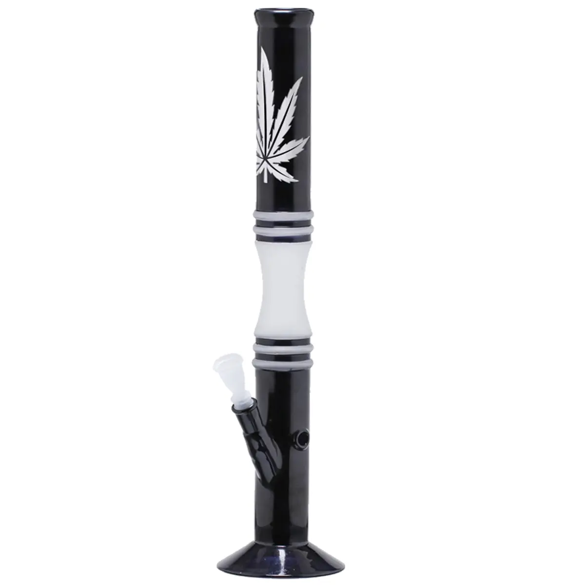 Glass bong black/white with hemp motif - 53cm