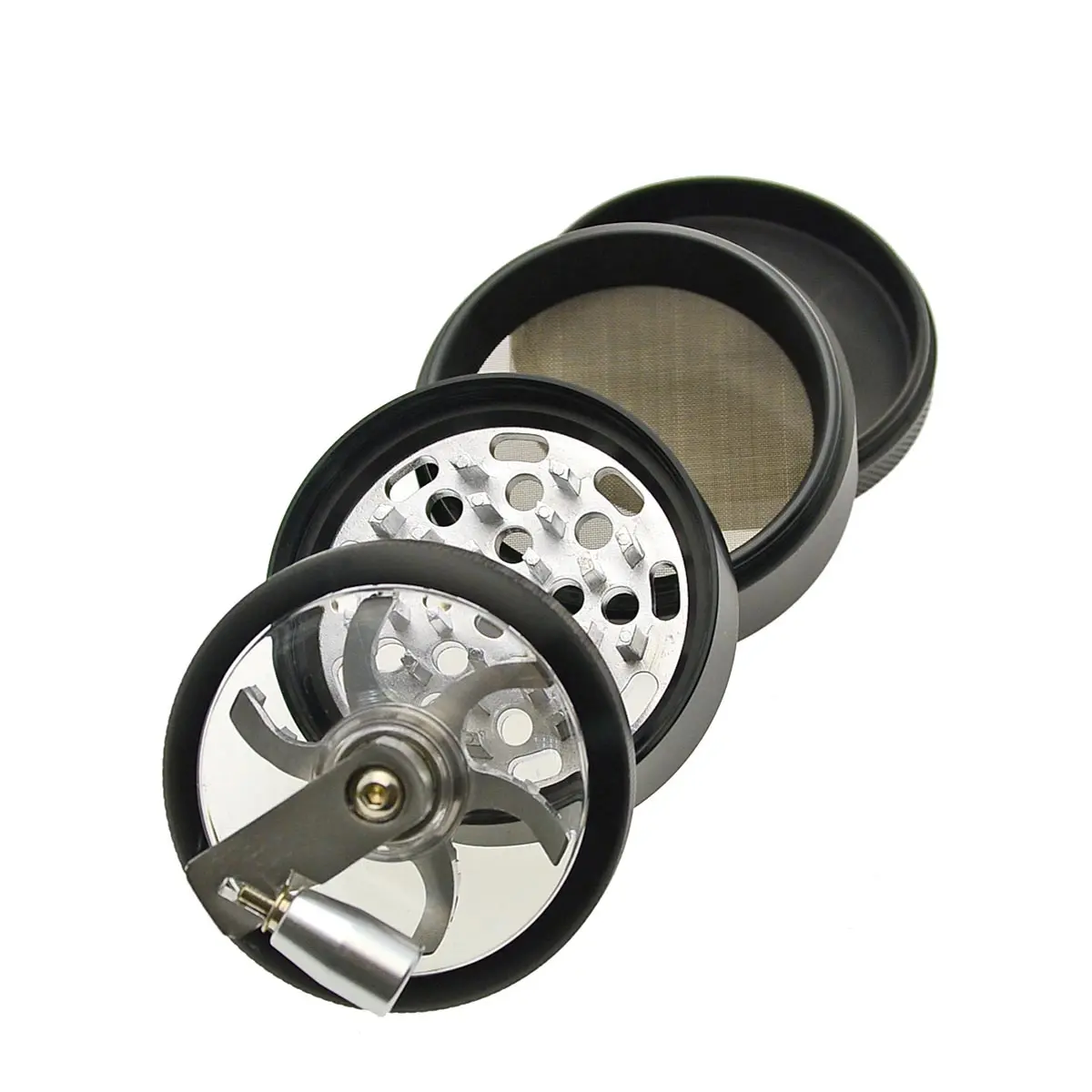 Grinder with window and crank-  black