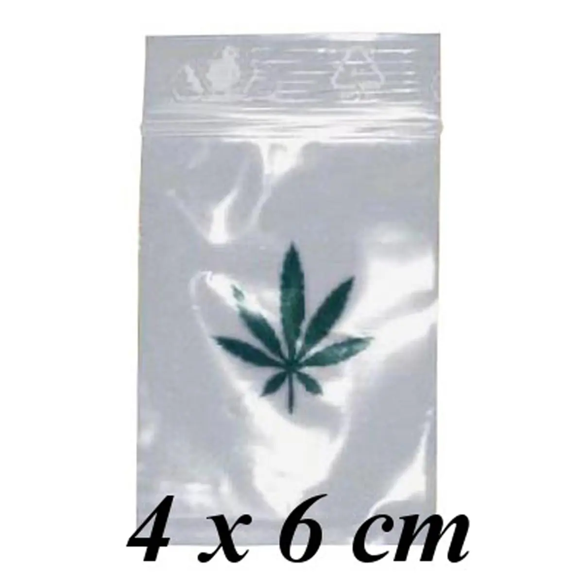 Zip Bags with hemp leaf 4x6cm 100 items