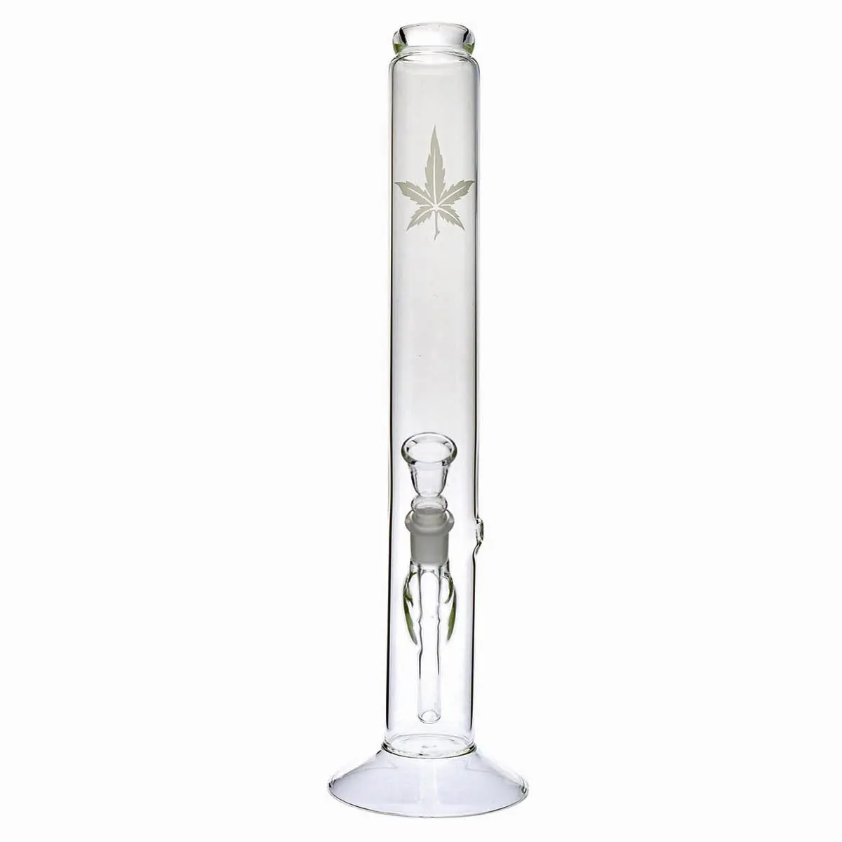 Glass bong bent with hemp leaf - 42cm