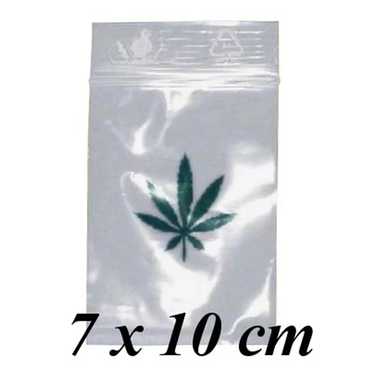Zip Bags with hemp leaf 7x10cm 100 items