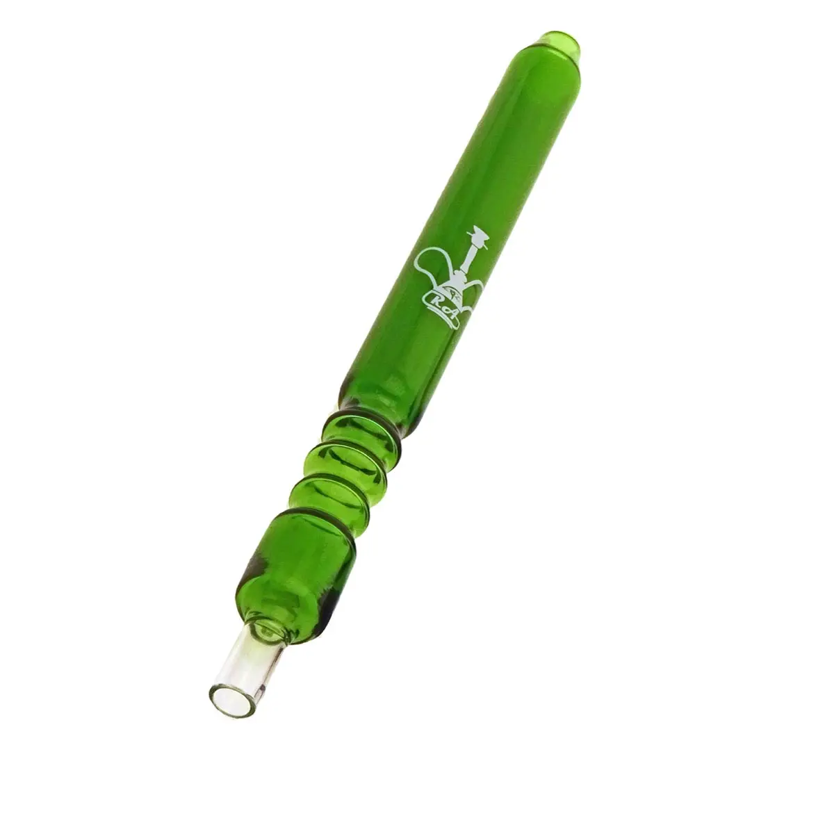 'RA' Shisha glass mouthpiece with grooves - green