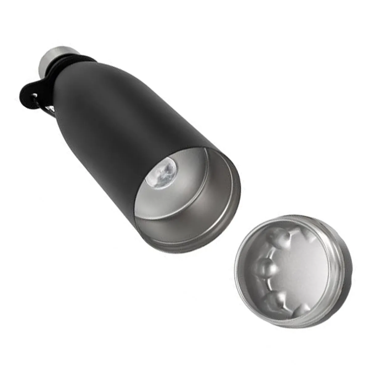 Stainless Steel Water Bottle with Hidden Compartment - black