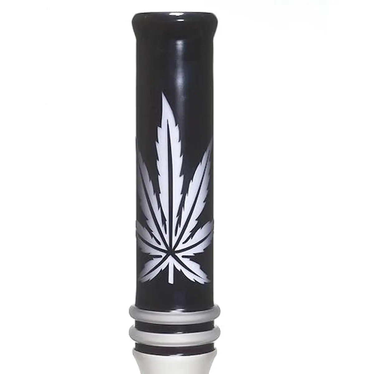 Glass bong black/white with hemp motif - 53cm