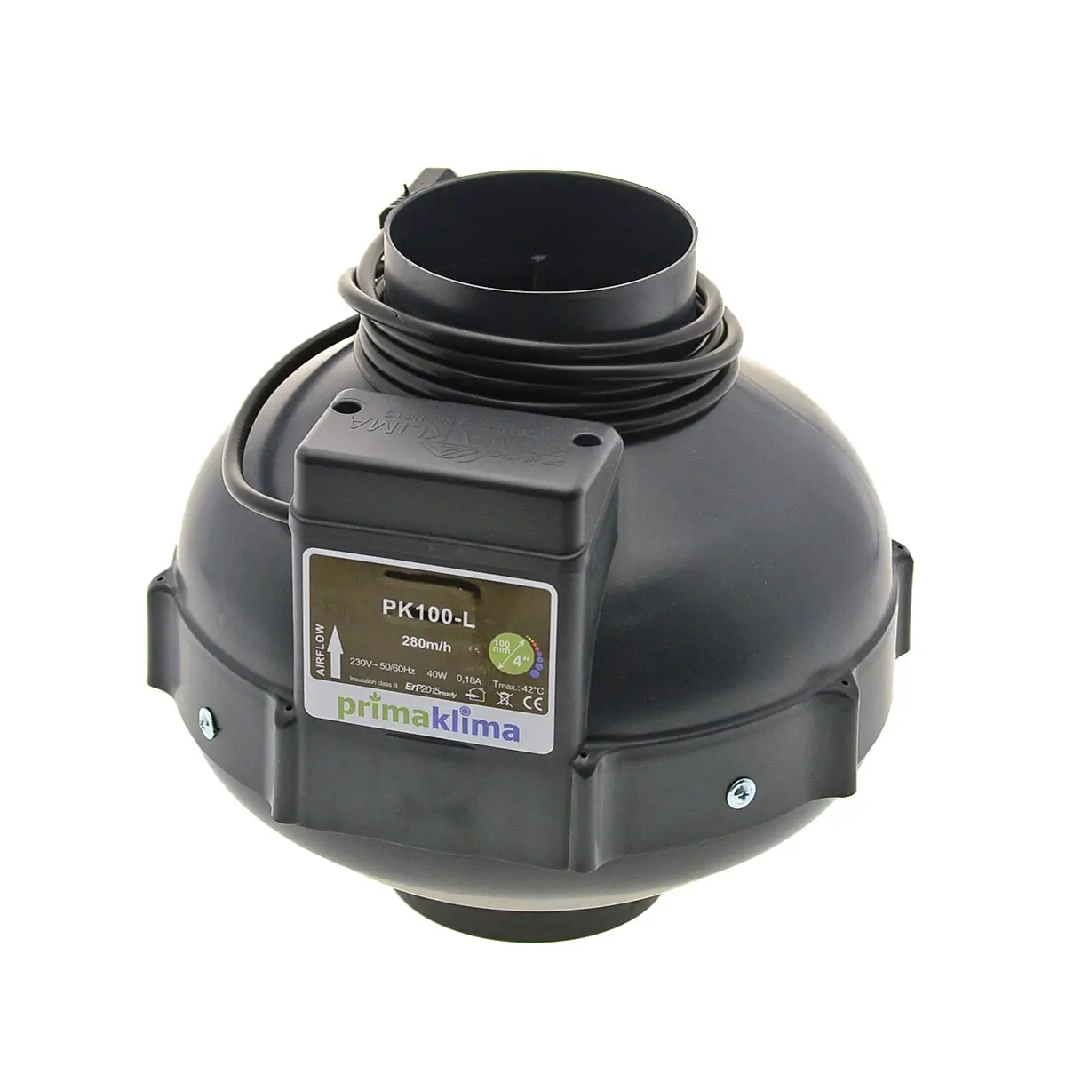 Primaklima Inline fan 100mm - 280 m³/h