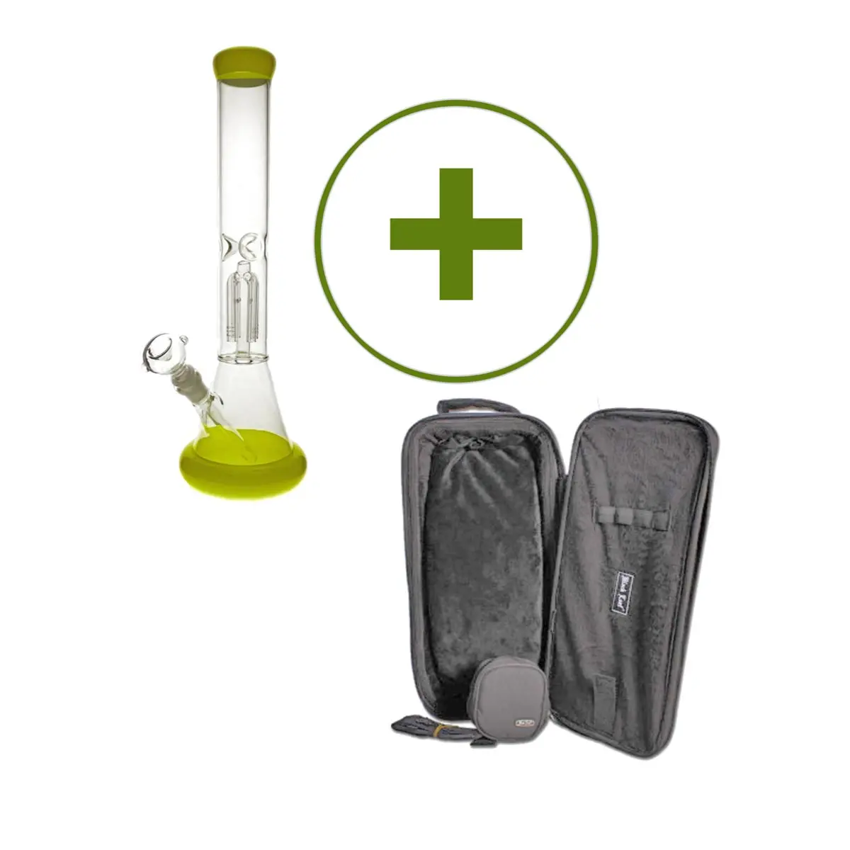 Glass Bong Ice 4x Percolator yellow + Bag Set