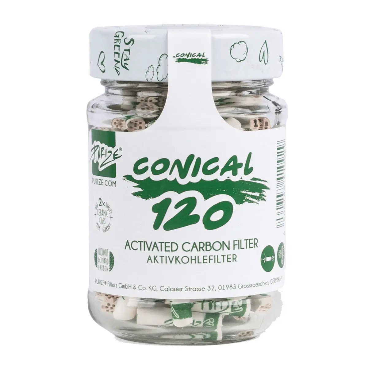 PURIZE® activated carbon filter Conical XTRA Slim Size 120x