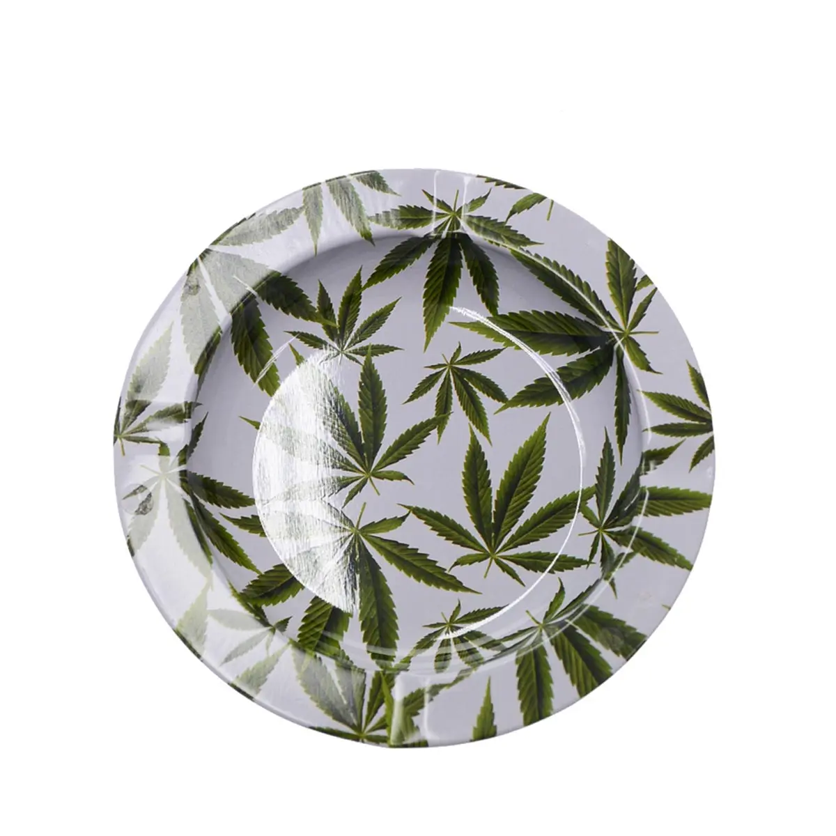 Metal ashtray hemp leaf