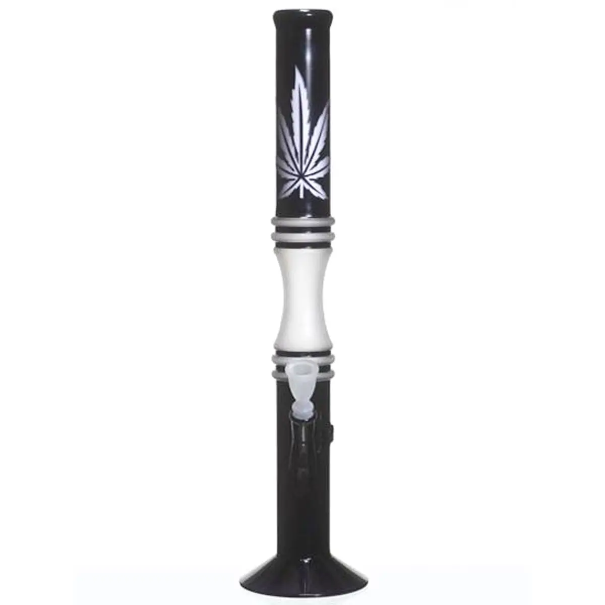 Glass bong black/white with hemp motif - 53cm