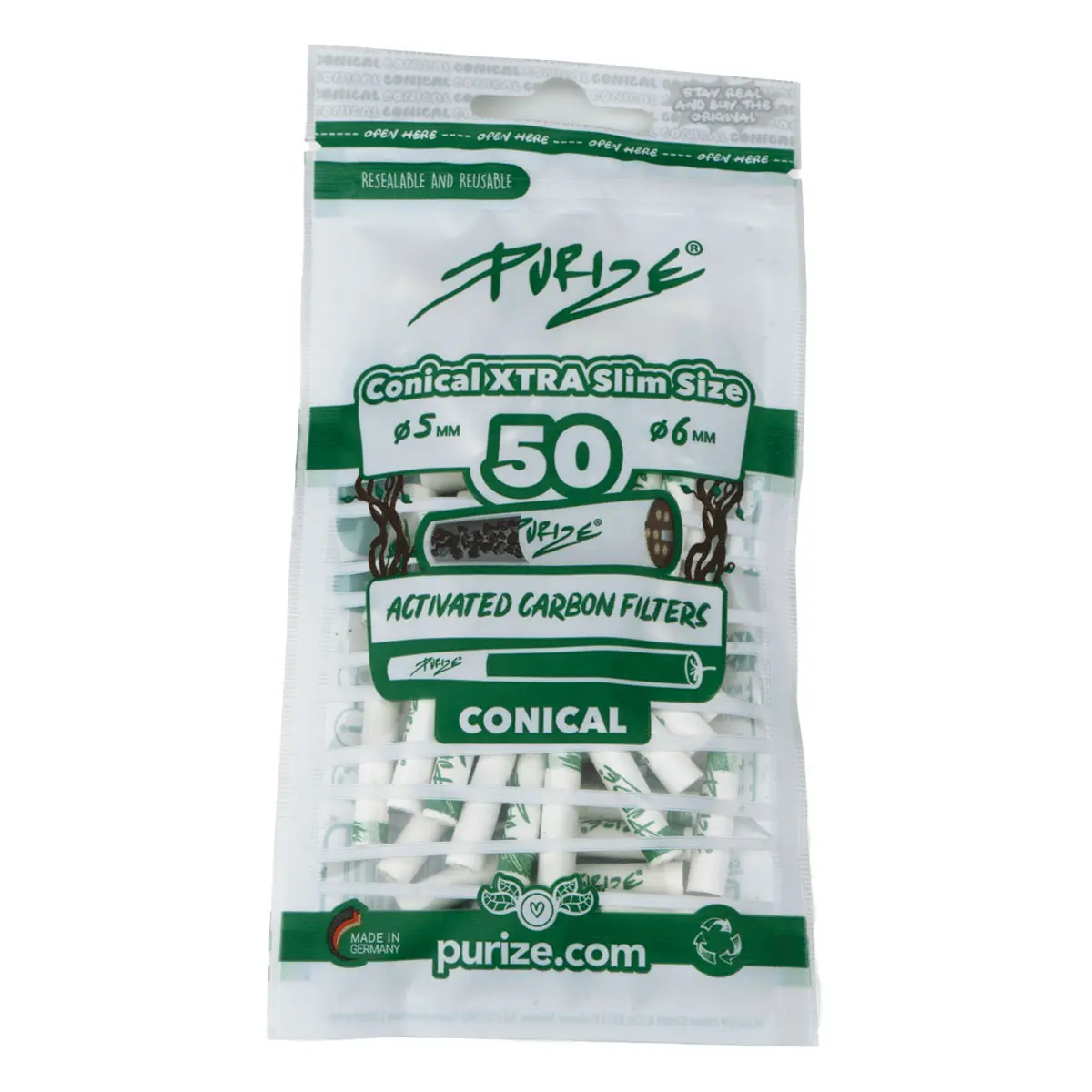 PURIZE® activated carbon filter Conical XTRA Slim Size