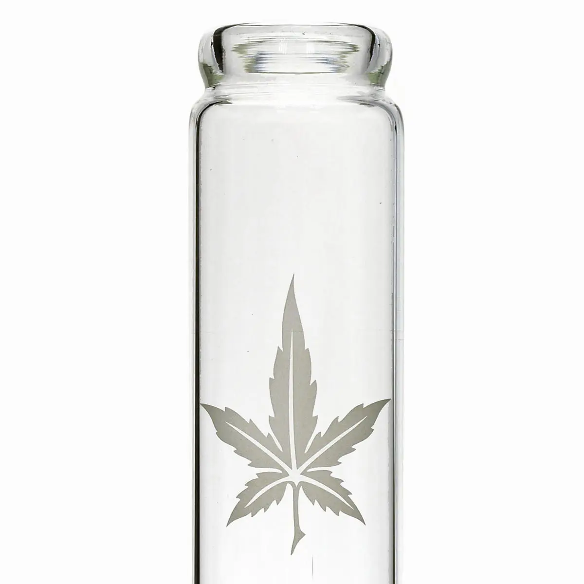 Glass bong bent with hemp leaf - 42cm