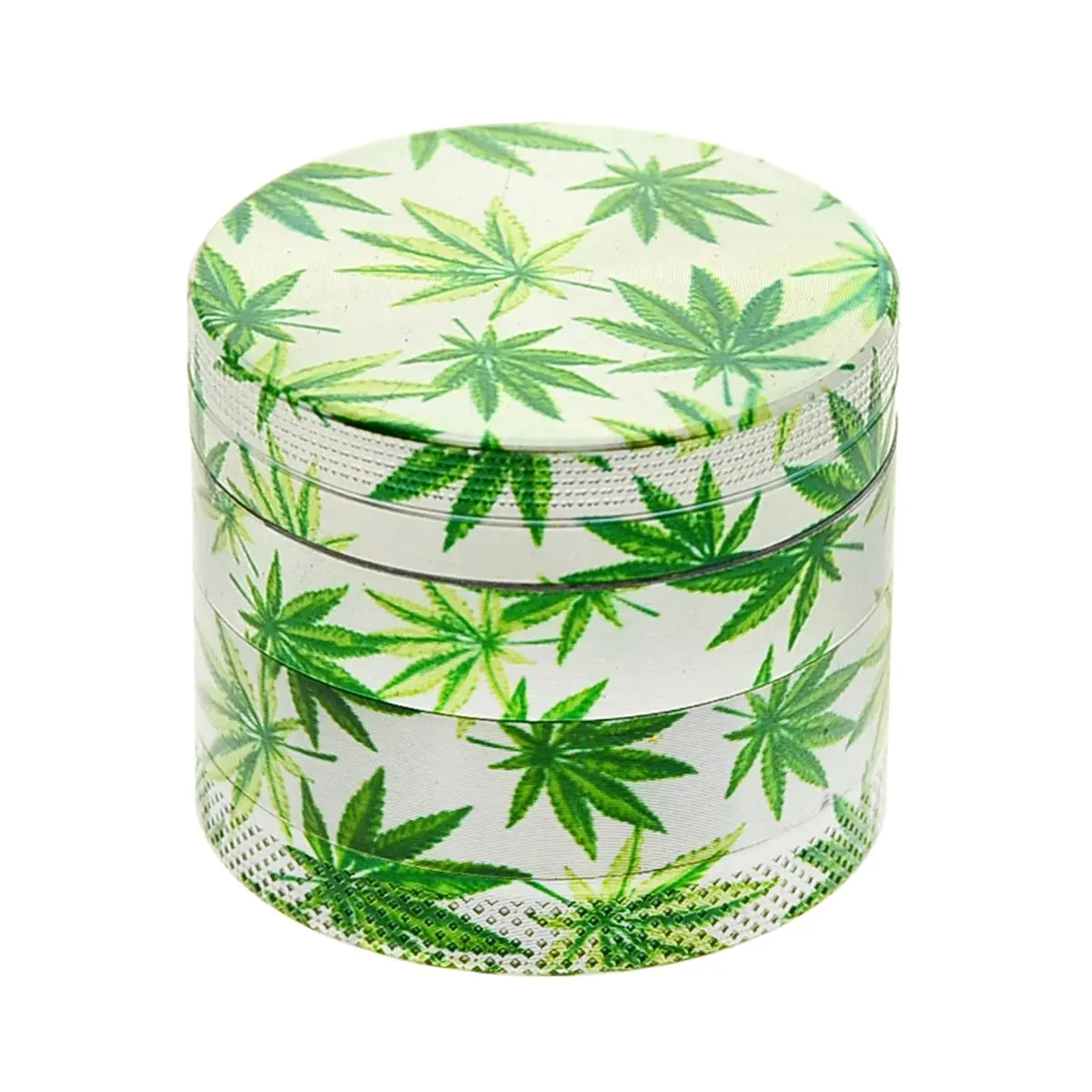 Black Leaf Aluminium Herb Mill 4 pcs. "Hemp Leaves"