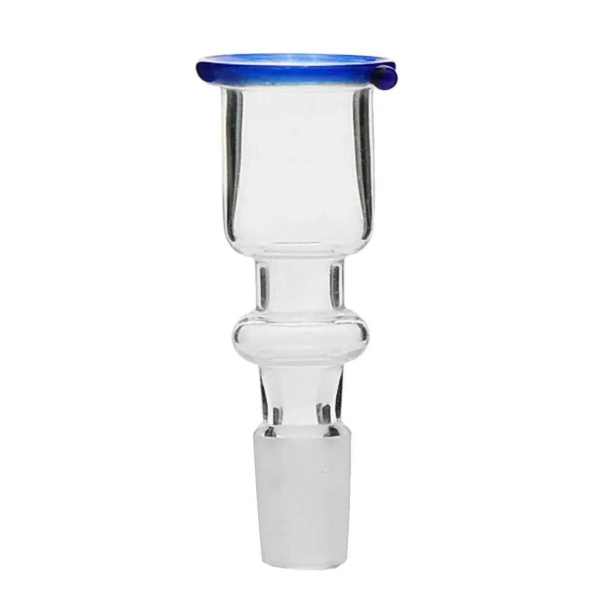 Glass bowl cylinder with blue rim 14.5