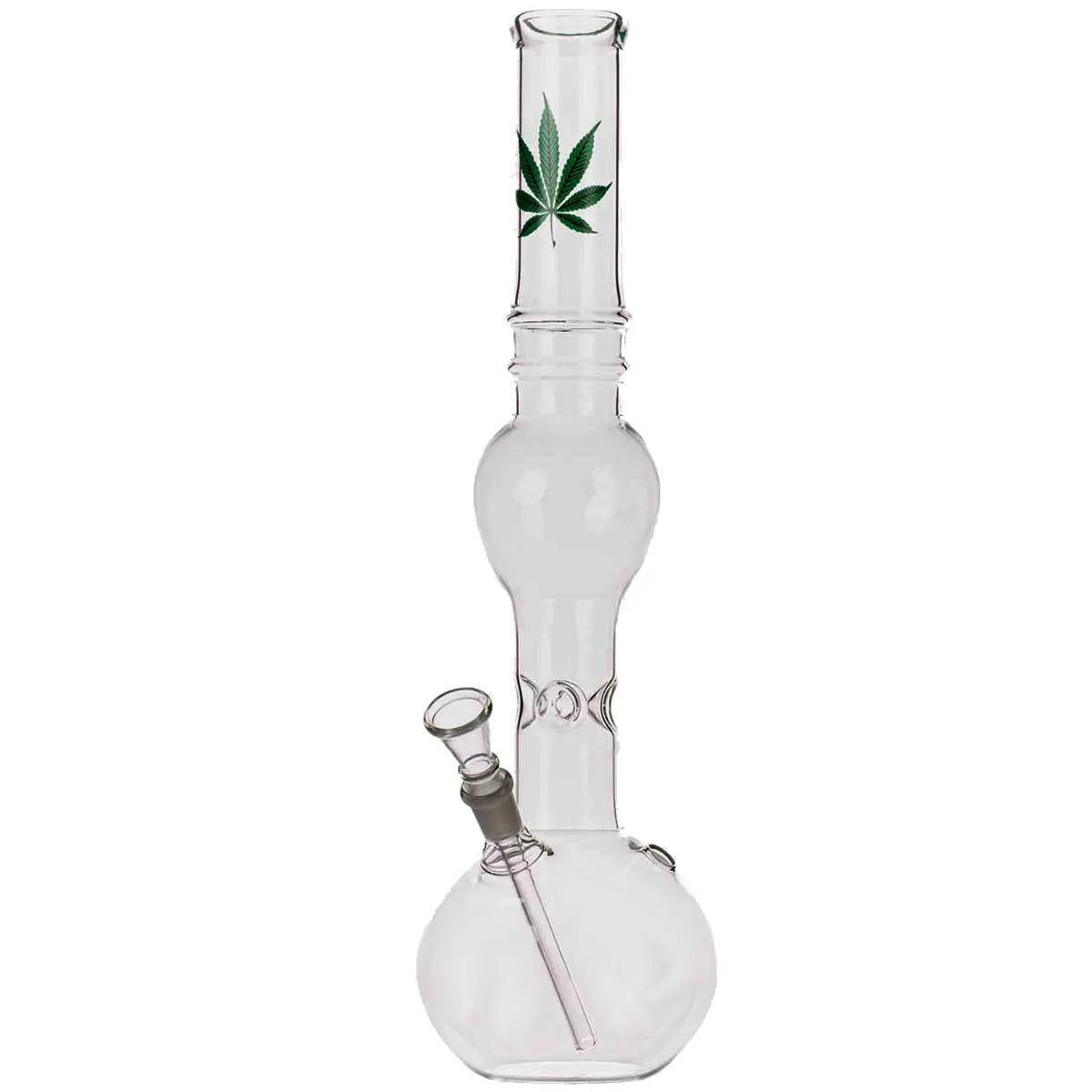 Ice bong with belly hemp leaf 39cm