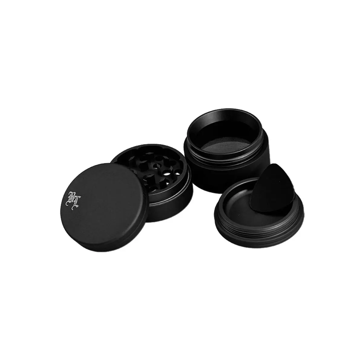 Black Leaf Aluminium Grinder 4-Part matt - black
