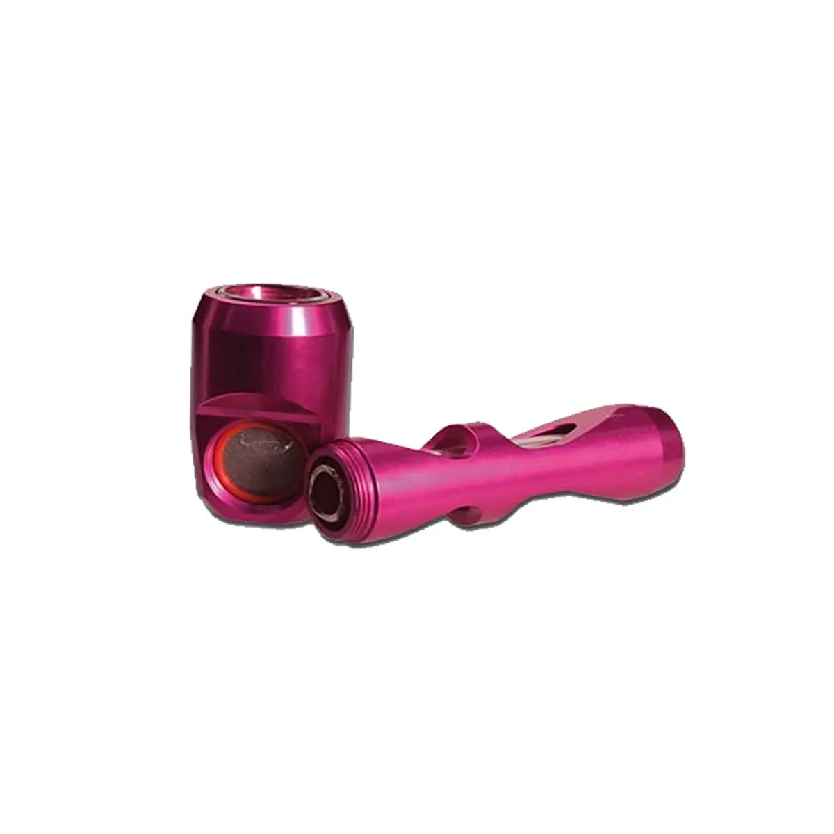'Hammer Pipe' metal pipe with glass insert red