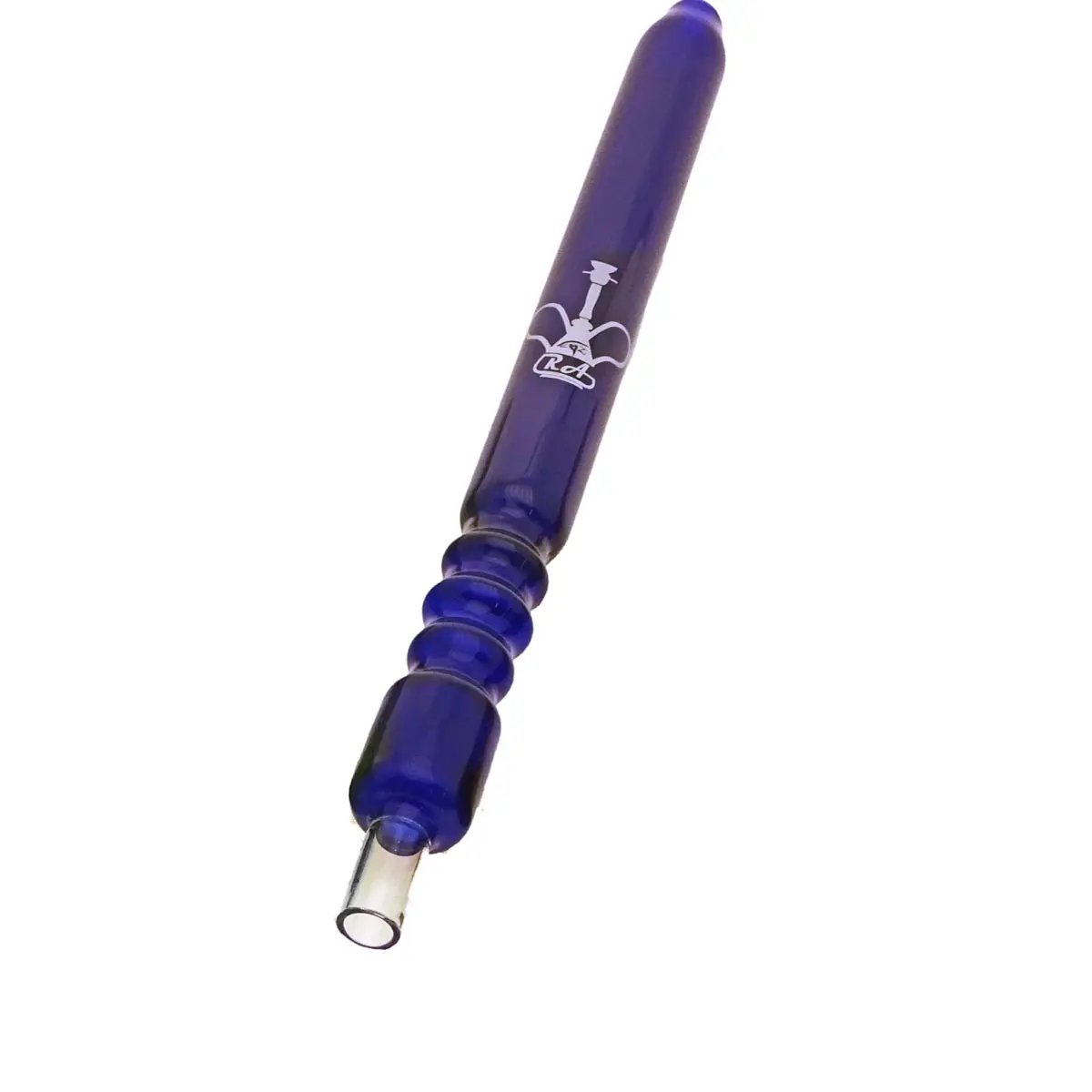 'RA' Shisha glass mouthpiece with grooves - blue