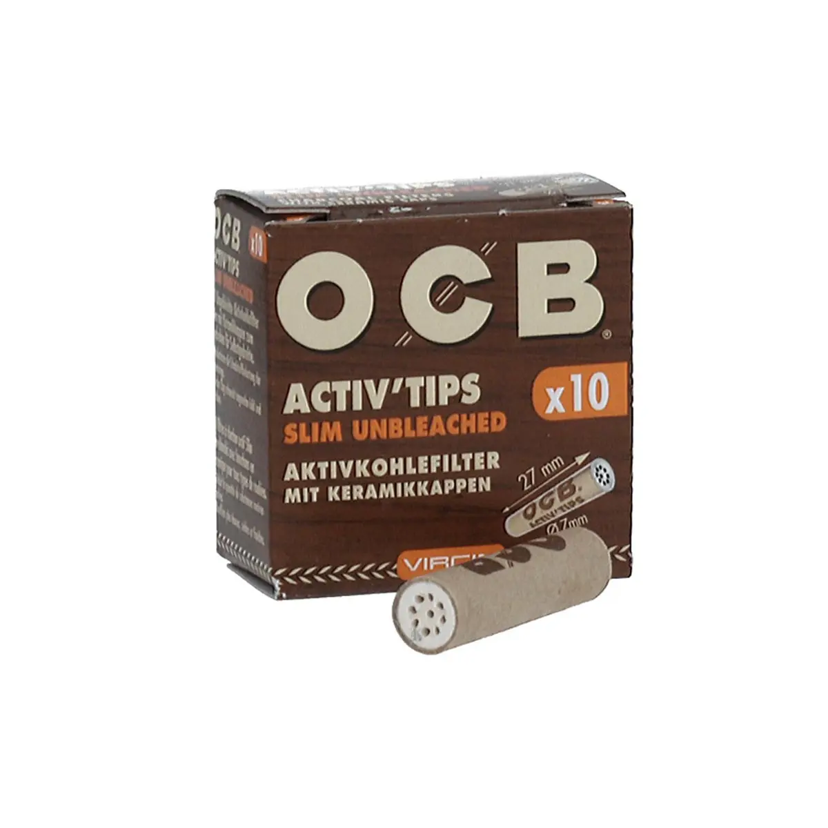 OCB Activ' Tips Slim Unbleached 7mm - 10pcs