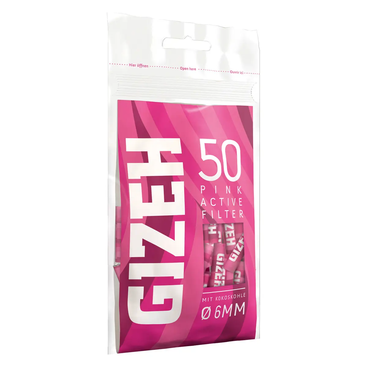 Gizeh activated charcoal filter Slim 6 mm Pink