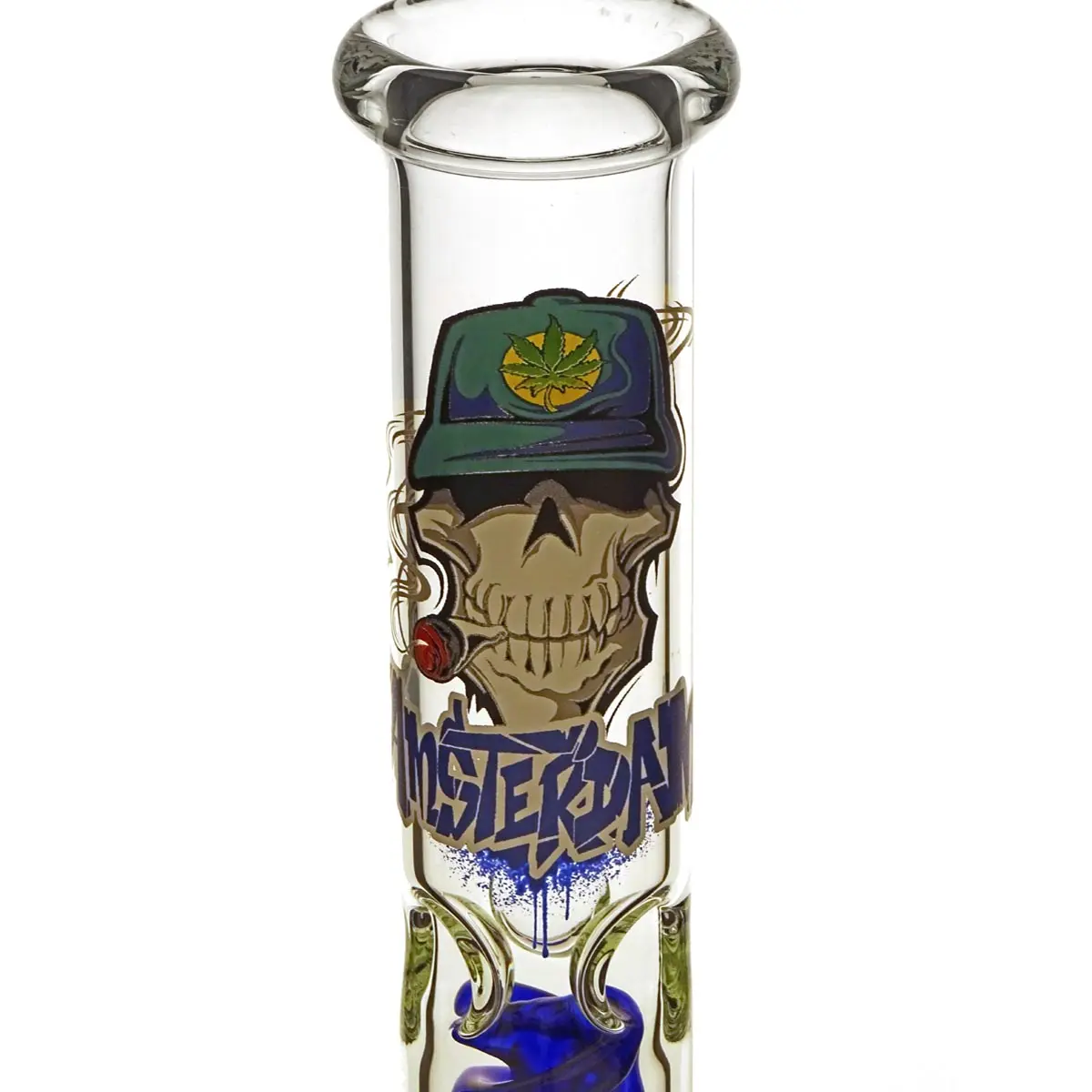Bong Amsterdam Straight Skull 18.8 42cm blue