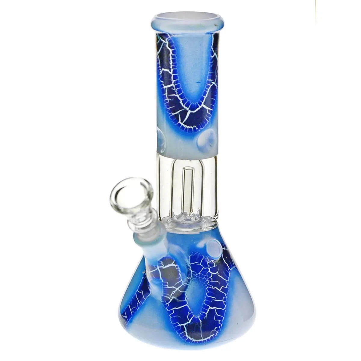 Black Leaf Glass Bong with Dome Percolator "Snake" Blue