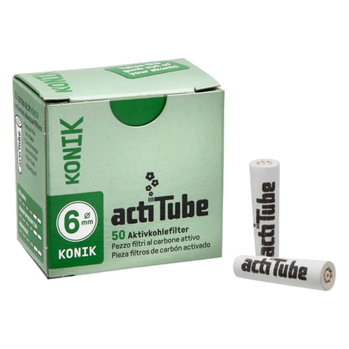 actiTube KONIK Extra Slim Activated Charcoal Filter 50x