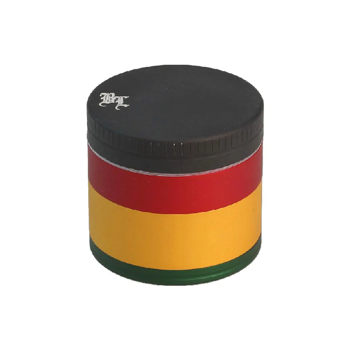 Black Leaf Aluminium Grinder 4-Part matt - rasta