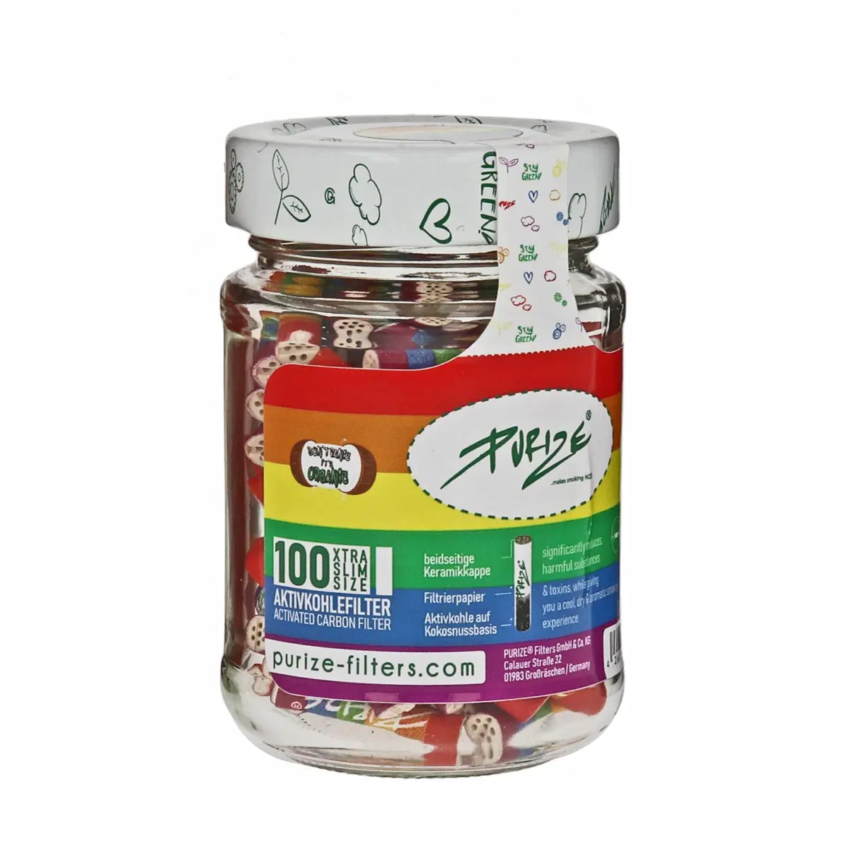 PURIZE®  Activated Carbon Filter   – XTRA Slim Size 100x - Rainbow