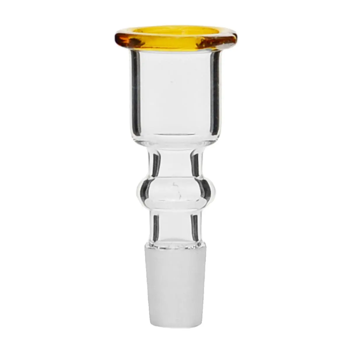 Glass bowl cylinder with yellow rim 14.5