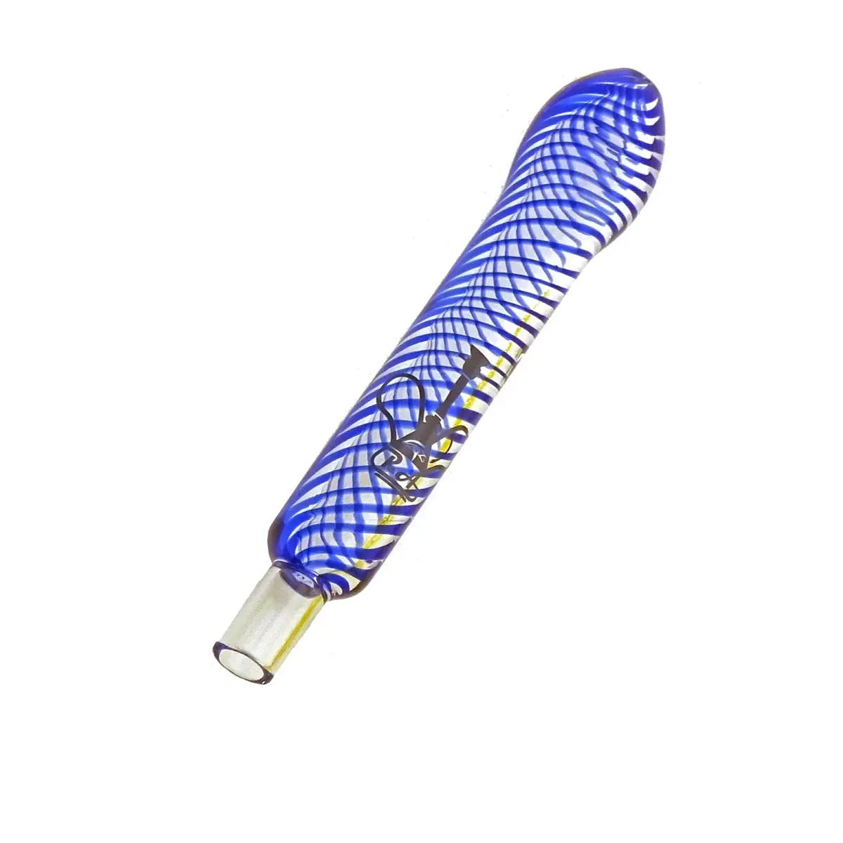 'RA' Shisha Glass Mouthpiece Spiral - blue