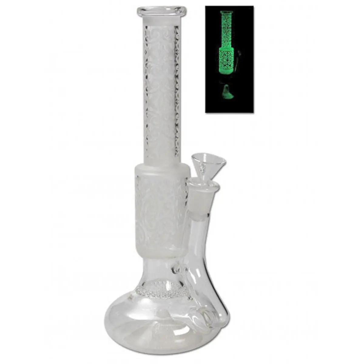 Glow in Dark Glass Bong HoneyComb green