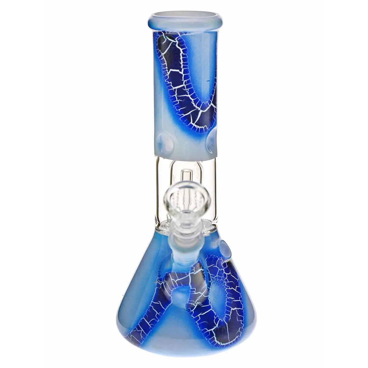 Black Leaf Glass Bong with Dome Percolator "Snake" Blue