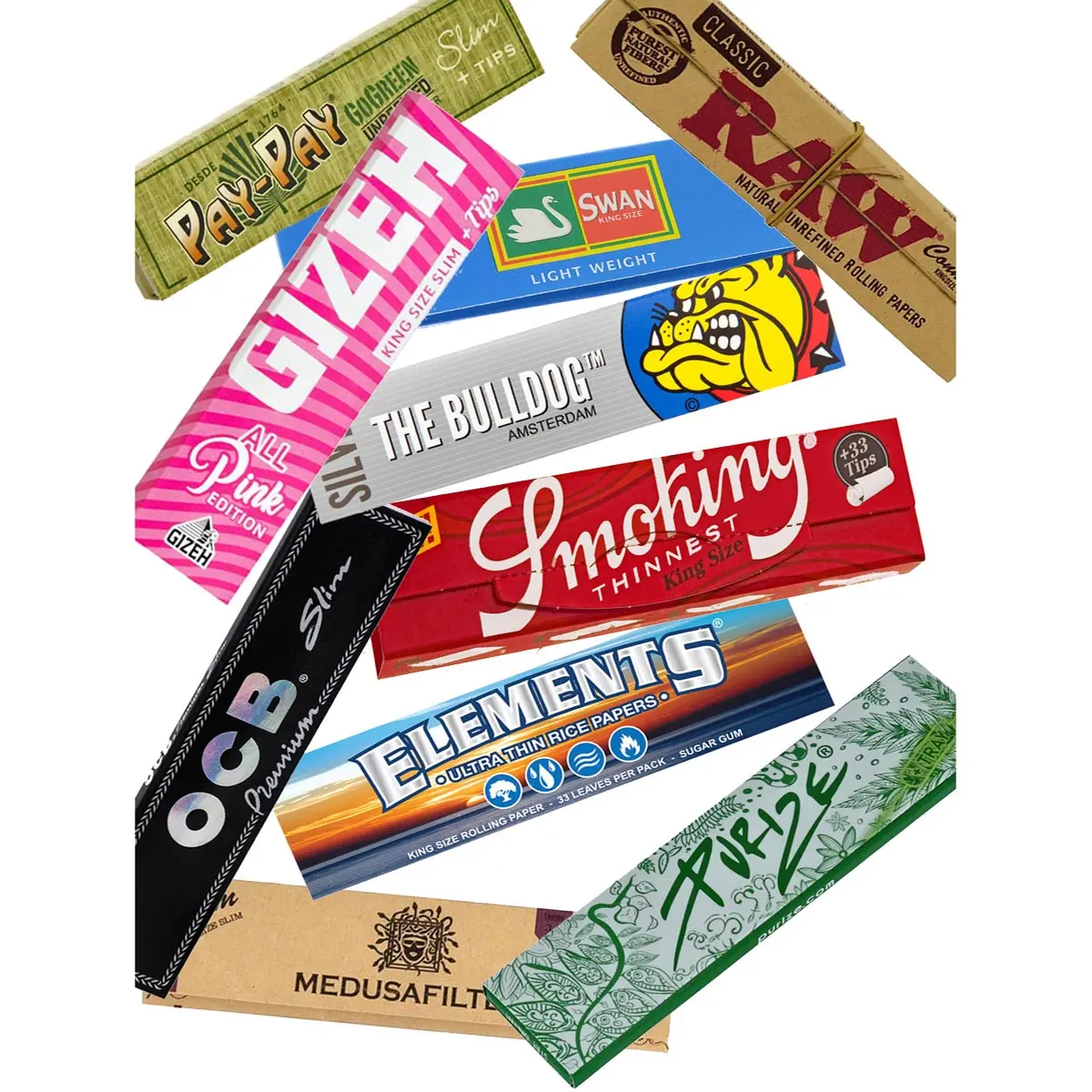 Cigarette Paper Sample pack, 10 diff. papers