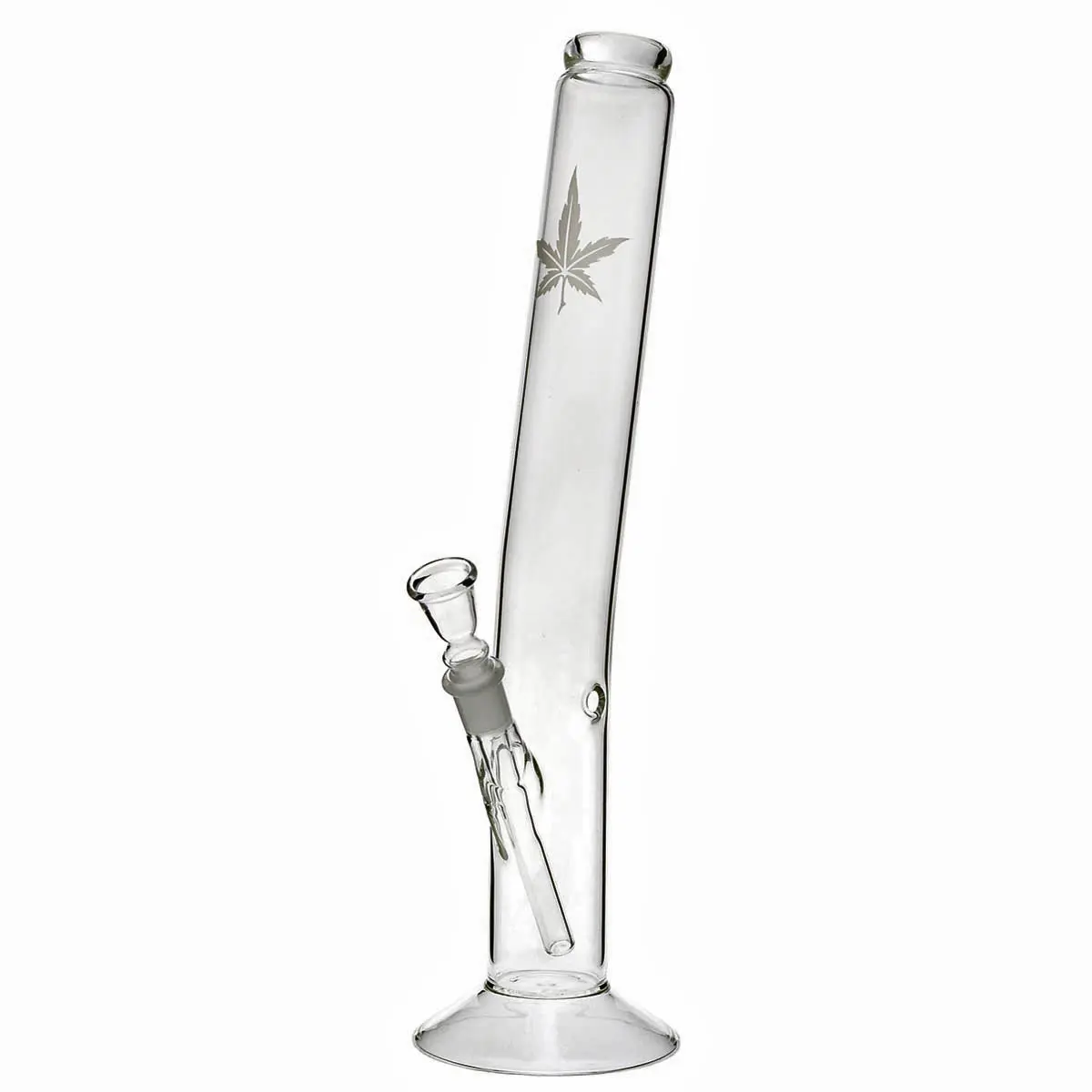 Glass bong bent with hemp leaf - 42cm