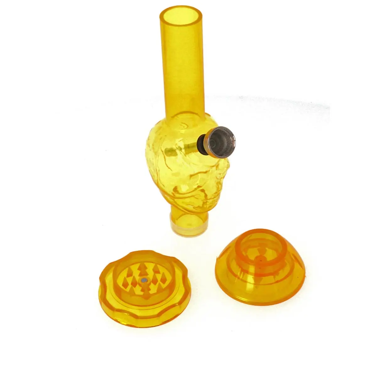 Mini Acrylic Bong + Grinder 17cm "Skull"