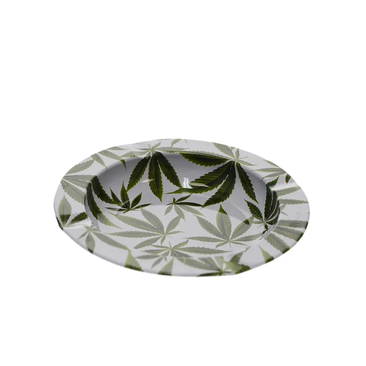 Metal ashtray hemp leaf