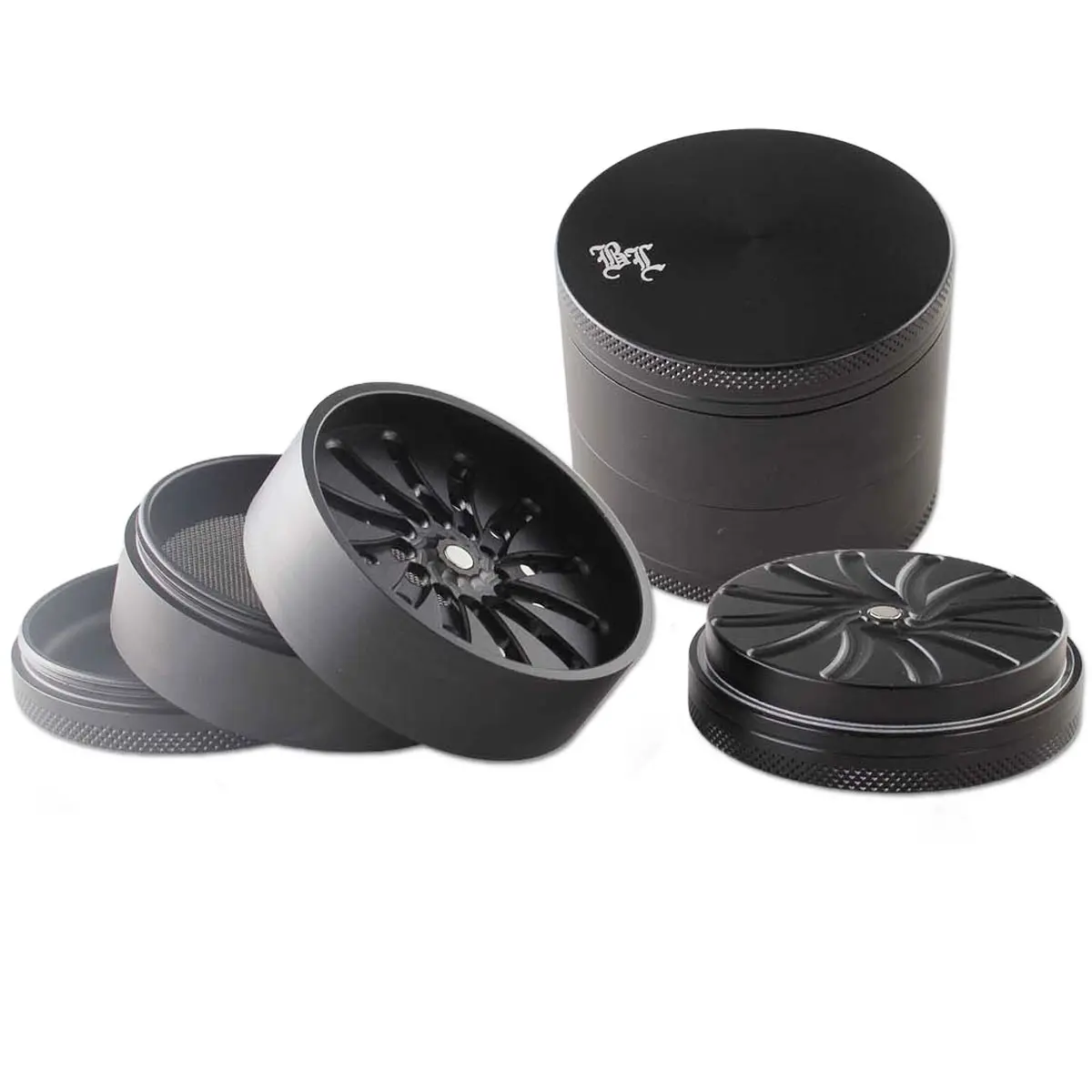 Black Leaf Masher Toothless Aluminum Grinder 4-Piece