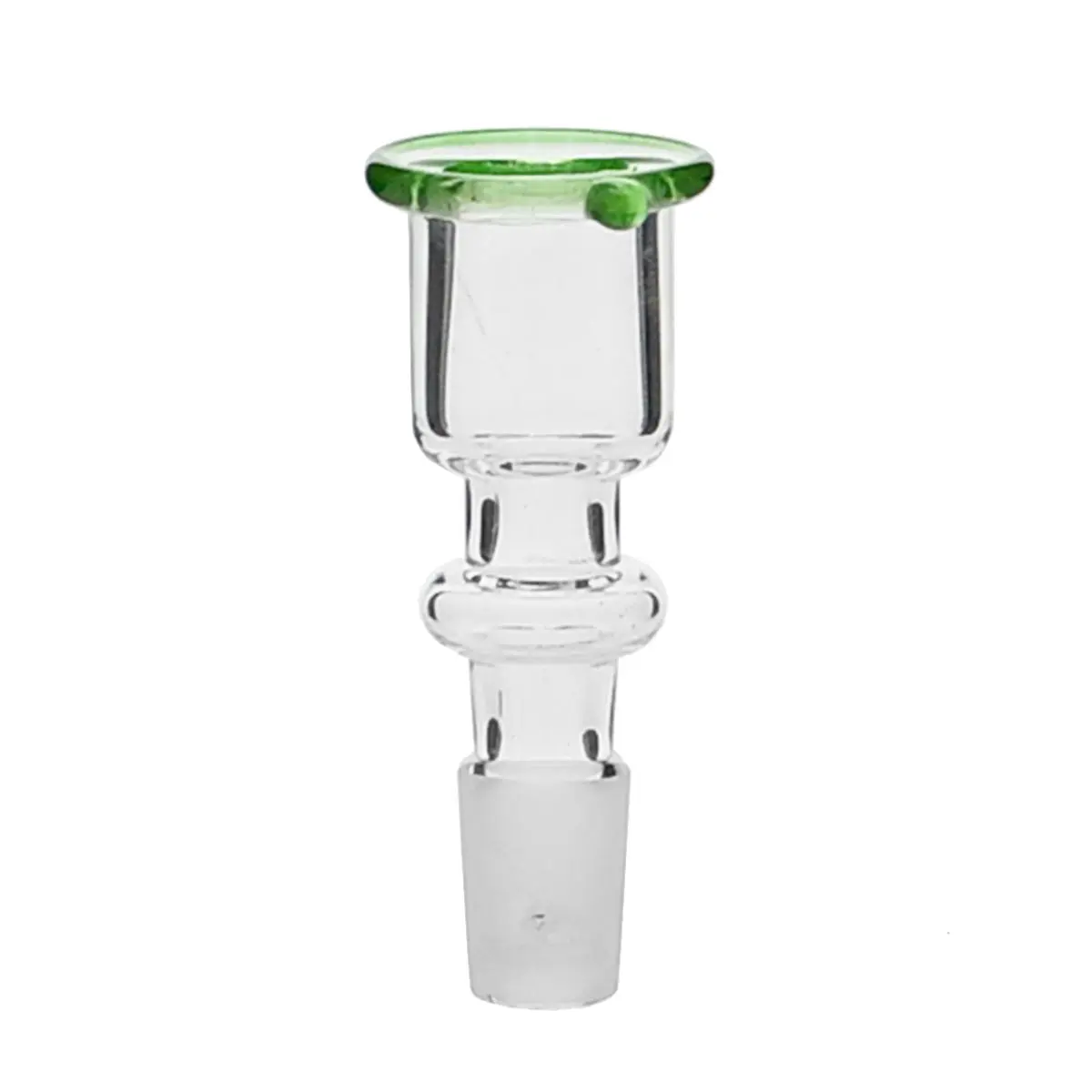 Glass bowl cylinder with green rim 14.5