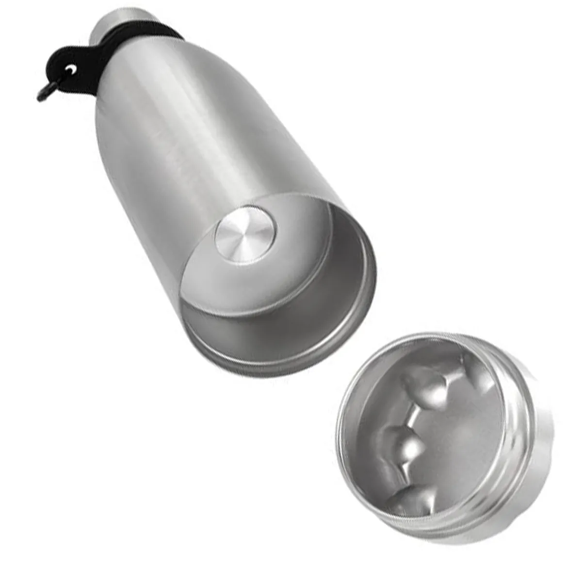 Stainless Steel Water Bottle with Hidden Compartment - silver