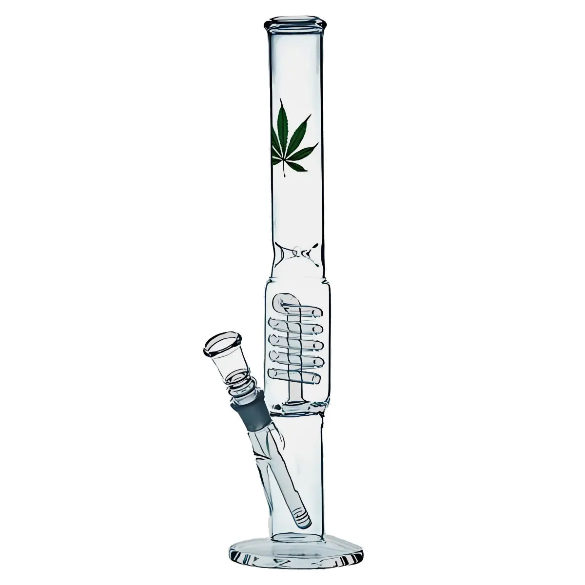 Percolator bong 'Weed Leaf' with ice compartment 40 cm