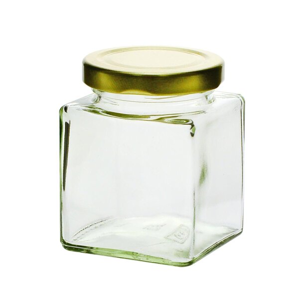 Square jar 212 ml with golden cap