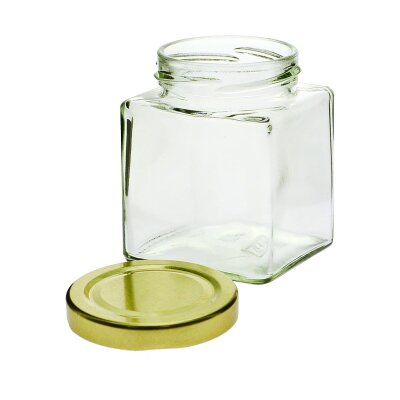 Square jar 212 ml with golden cap