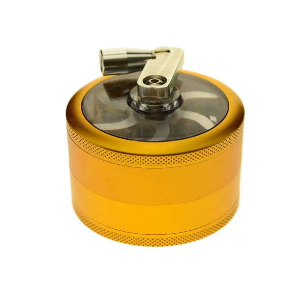 Grinder with window and crank 6cm - gold