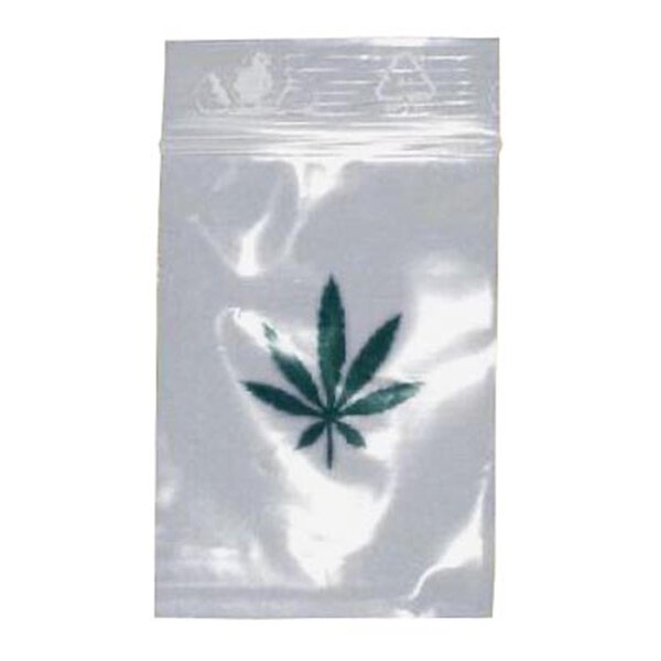 Sachets fermeture zip feuille de chanvre - 100 pcs.