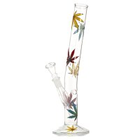 Bong in vetro con foglia di canapa colorata 32cm 14,5