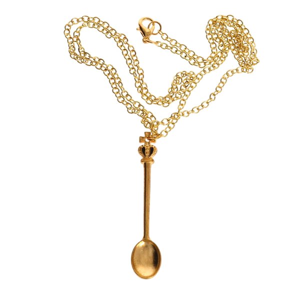 Necklace with spoon 60 cm gold