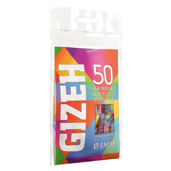 Gizeh activated charcoal filter Slim 6 mm Rainbow